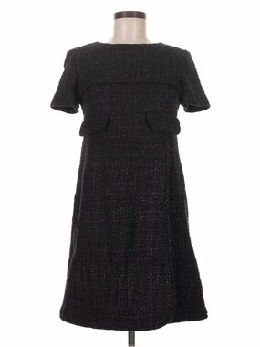CHANEL Black & Purple Tweed Short-Sleeve A-Line Dress NEEDS ZIPPER PULL